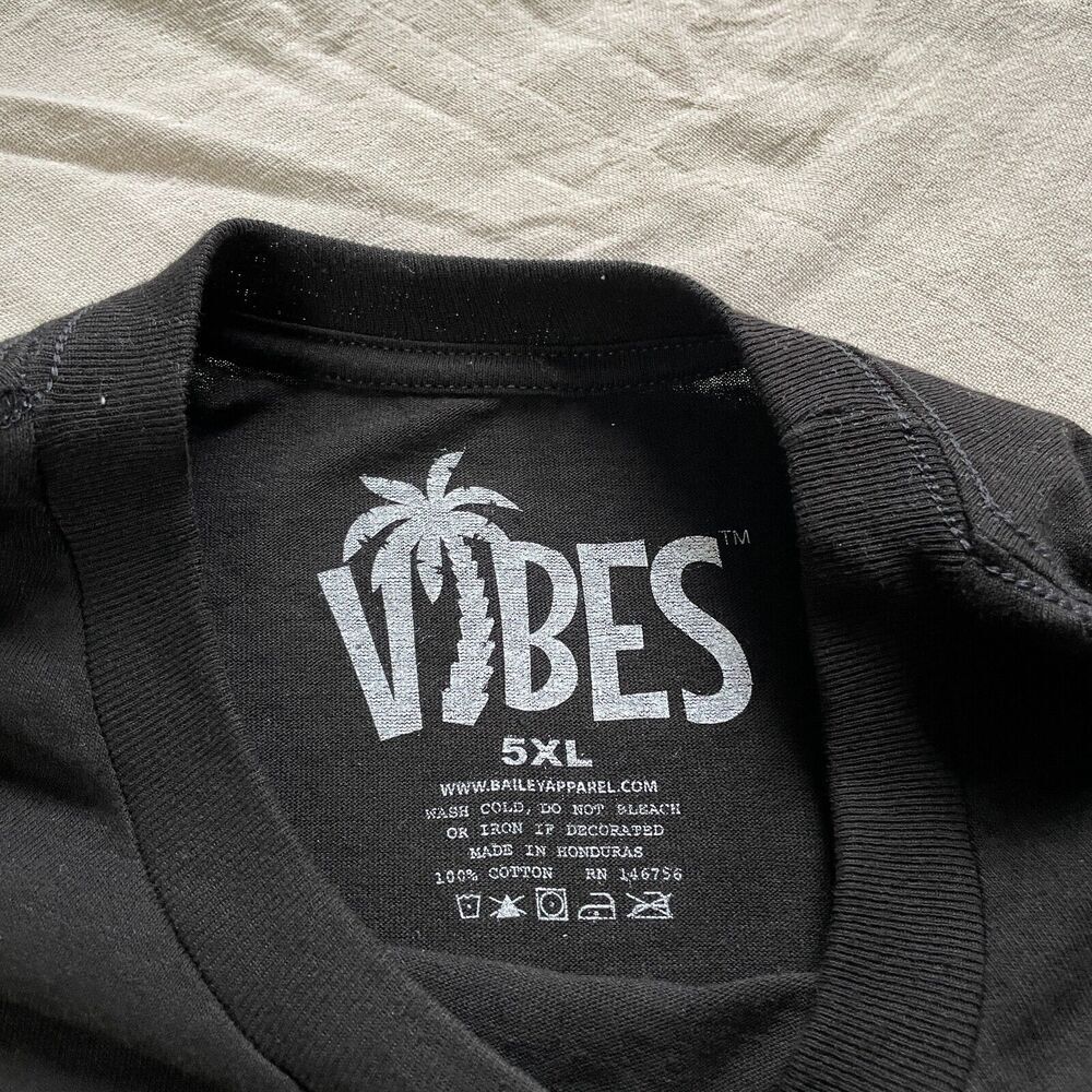 Vibes Bailey Apparel Trippy Graphic T-Shirt Mens 5XL Black Psychedelic Tee Shirt - Picture 3 of 5